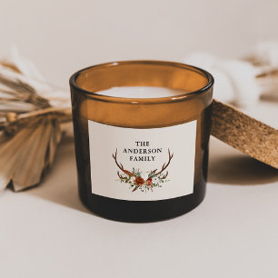 Adesivo Retangular aguarela veado floral terracota moderno elegante