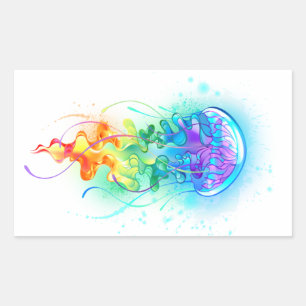 Adesivo Retangular Águas-vivas do arco-íris