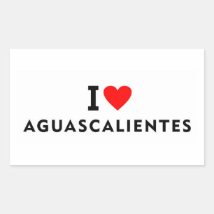 Adesivo Retangular Aguascalientes México cidade do amor coração gosta