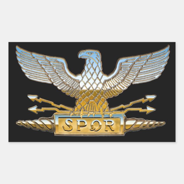 Adesivo Retangular Águia Republicana Romana em Chrome (Frente)