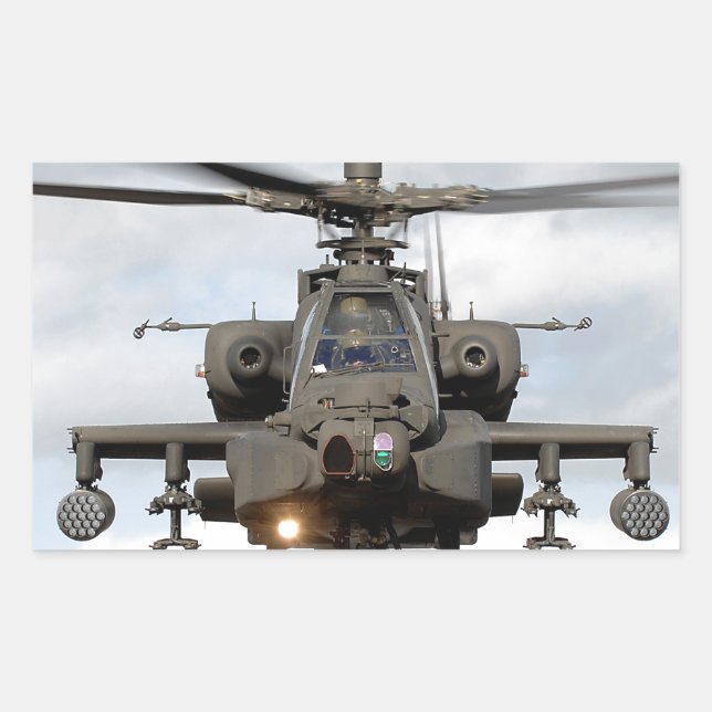 Adesivo Retangular ah 64 apache longbow helicóptero militar (Frente)