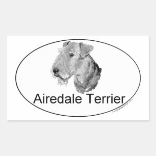 Adesivo Retangular Airedale Terrier Tipo Europeu