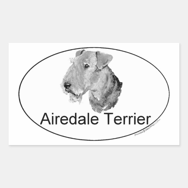 Adesivo Retangular Airedale Terrier Tipo Europeu (Frente)