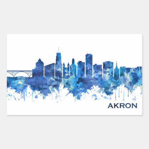 Adesivo Retangular Akron Ohio Skyline Blue