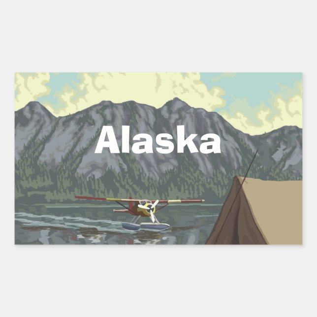 Adesivo Retangular Alaska Bush Plane Souvenirs (Frente)