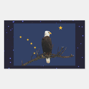Adesivo Retangular Alaska Eagle E Flag
