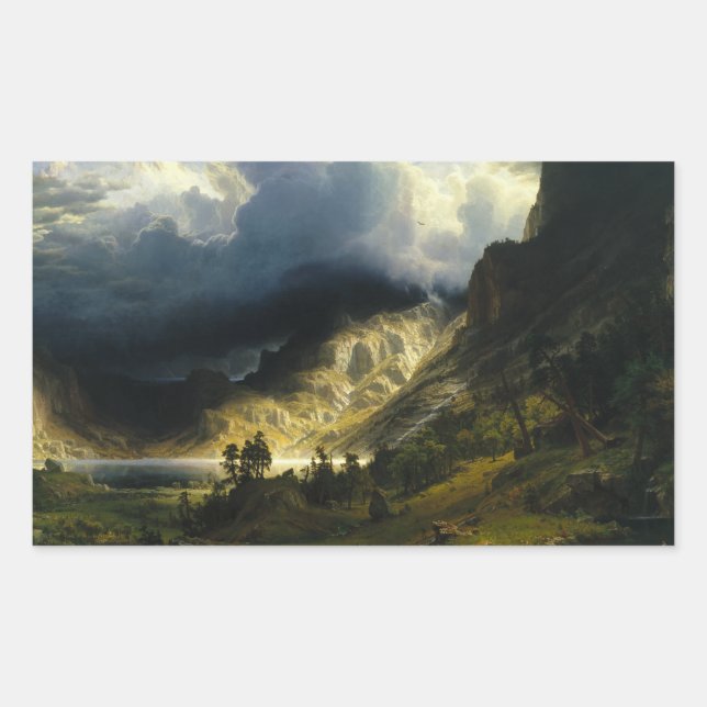 Adesivo Retangular Albert Bierstadt - Uma Tempestade nas Montanhas Ro (Frente)