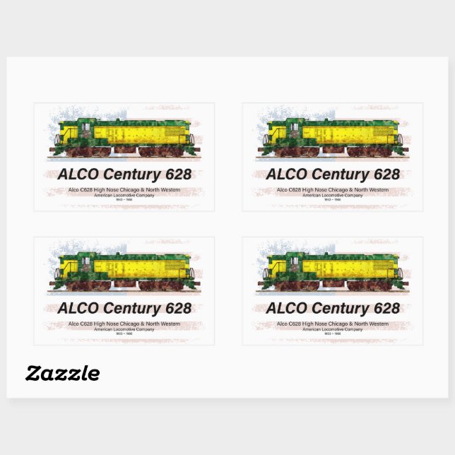 Adesivo Retangular Alco C-628 Locomotiva Diesel e bandeira americana (Folha)