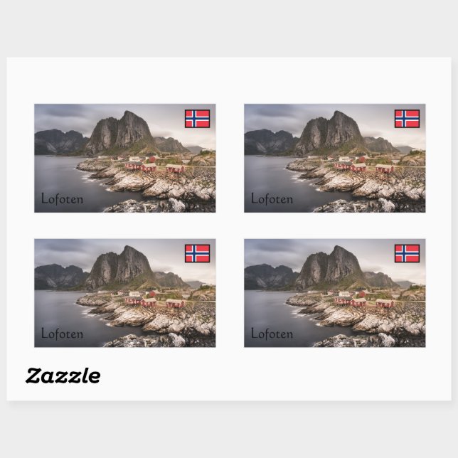 Adesivo Retangular Aldeia de Pesca de Morten Souvenir (Folha)