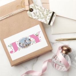 Adesivo Retangular Alegria Rosa com Areia Foto de Natal