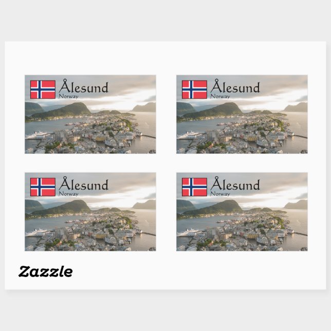 Adesivo Retangular Alesund Norway Souvenir (Folha)