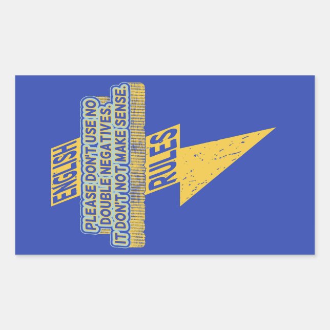 Adesivo Retangular Alfabetização em língua inglesa duplamente negativ (Frente)