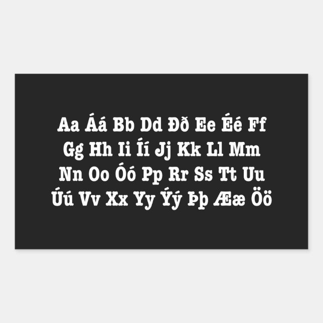 Adesivo Retangular Alfabeto islandês [Íslenska Stafrófið] (Frente)