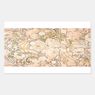Adesivo Retangular Alfonse Mucha Art Nouveau Peonies