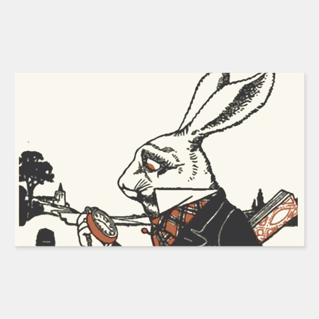 Adesivo Retangular Alice Coelho Branco Clássico Wonderland  (Frente)