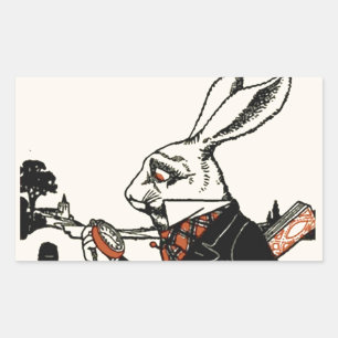 Adesivo Retangular Alice White Rabbit Classic Wonderland