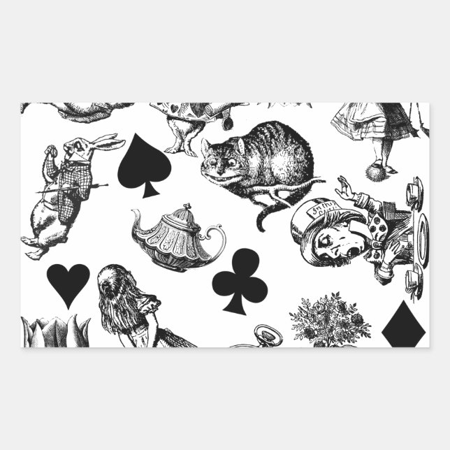 Adesivo Retangular Alice White Rabbit Wonderland Classic (Frente)
