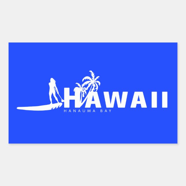 Adesivo Retangular Aloha Hawaii Levanta-Se A Paddling (Frente)