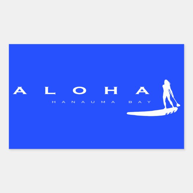 Adesivo Retangular Aloha Hawaii Levanta-Se A Paddling (Frente)