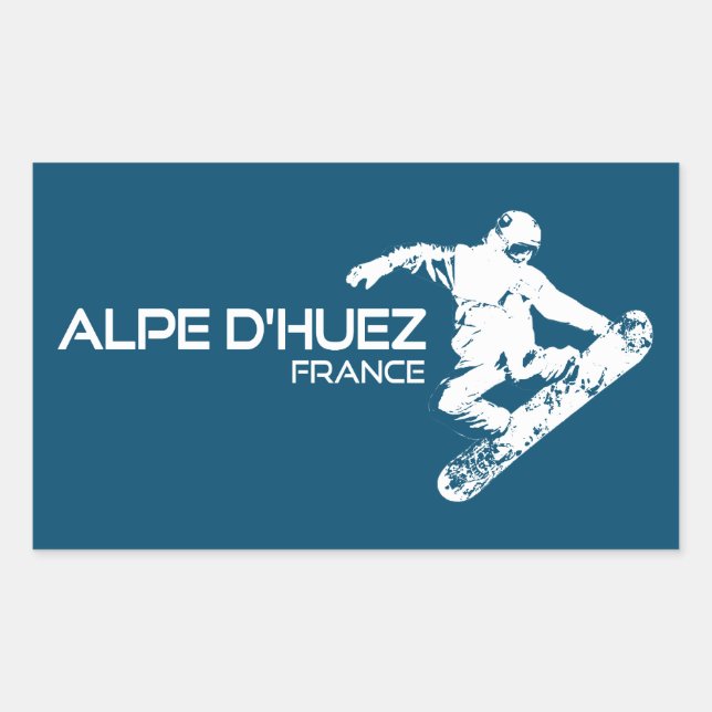 Adesivo Retangular Alpe d’Huez France Snowboarder (Frente)