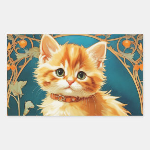 Adesivo Retangular Alphonse Mucha Art Nouveau Cat