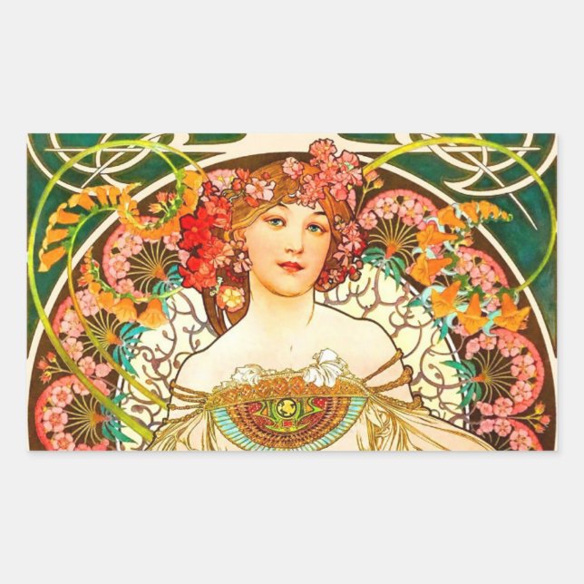 Adesivo Retangular Alphonse Mucha Art Nouveau Daydre (Frente)