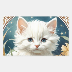 Adesivo Retangular Alphonse Mucha Art Nouveau Kitten