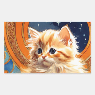 Adesivo Retangular Alphonse Mucha Art Nouveau Orange Cat