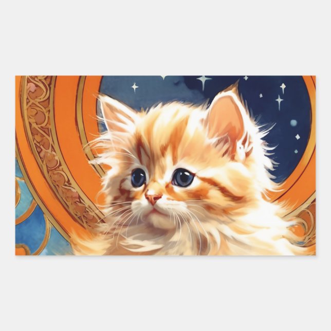Adesivo Retangular Alphonse Mucha Art Nouveau Orange Cat (Frente)