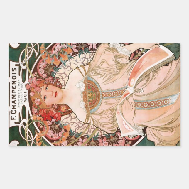 Adesivo Retangular Alphonse Mucha F. Champenois (Frente)