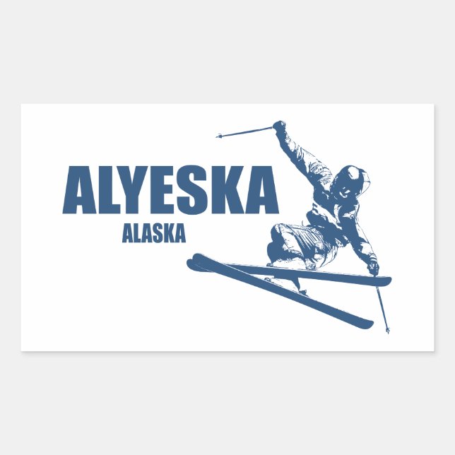 Adesivo Retangular Alyeska Alaska Skier (Frente)