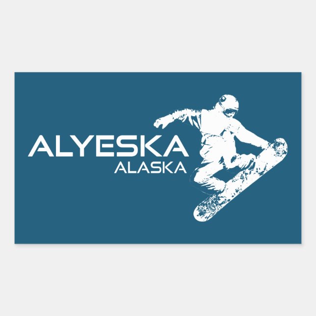 Adesivo Retangular Alyeska Alaska Snowboarder (Frente)