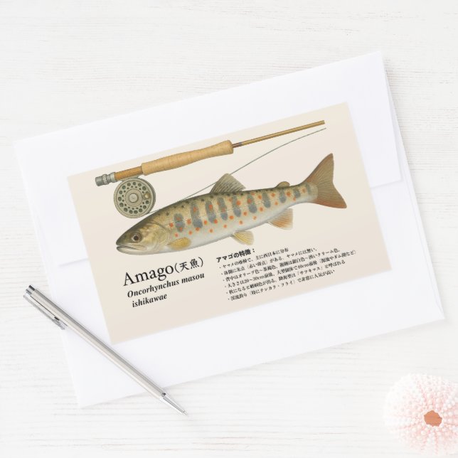 Adesivo Retangular Amago (Oncorhynchus masou ishikawae) – Japonês (Envelope)