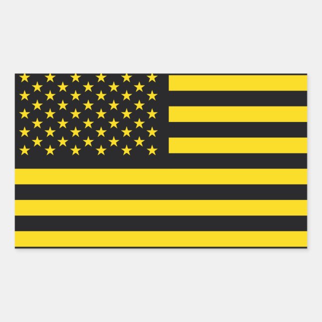 Adesivo Retangular Amarelo Negro de Bandeira Americano (Frente)