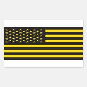 Adesivo Retangular Amarelo Negro de Bandeira Americano