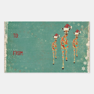 Adesivo Retangular Amber Festivo e Azure Girafas Gift Sticker