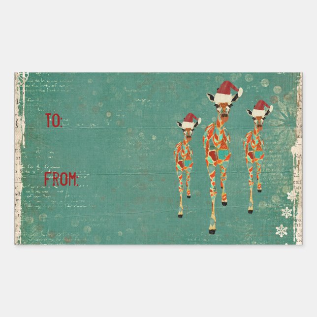 Adesivo Retangular Amber Festivo e Azure Girafas Gift Sticker (Frente)