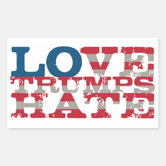 Adesivo Retangular Ame Trumps Hate Sticker (Frente)