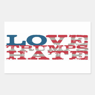 Adesivo Retangular Ame Trumps Hate Sticker