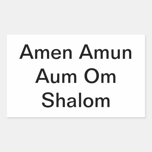 Adesivo Retangular Amen Amun Aum Om Shalom Peace Hankamer Artjunkhaus (Frente)