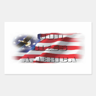 Adesivo Retangular América Deus abençoe Patriótica Águia em Curso