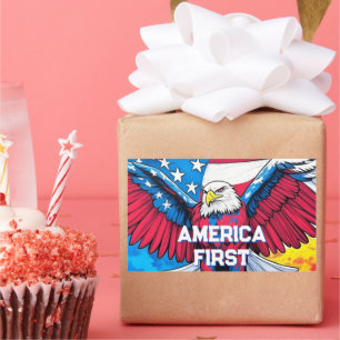 Adesivo Retangular America First Patriotic Eagle
