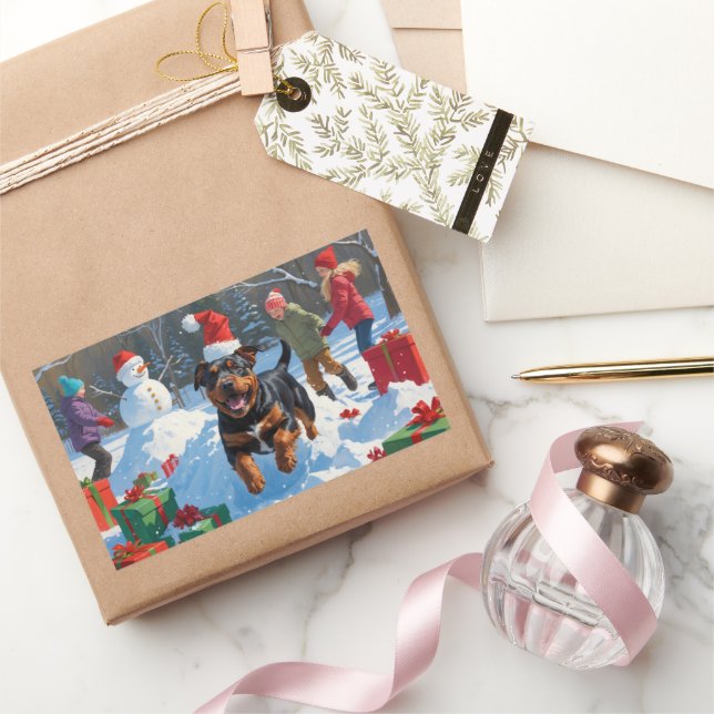 Adesivo Retangular American Staffordshire Christmas FESSnow (Presentear)