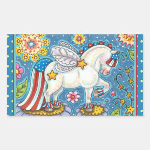 Adesivo Retangular AMERICANA WHIMSYNICKER PATRIOTIC PONY Fantasy