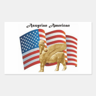 Adesivo Retangular Americano Assyrian bandeira voada de Bull EUA