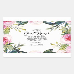 Adesivo Retangular Amigo Bestie Obrigado Script Apreciação bff