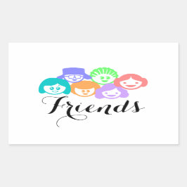 Adesivo Retangular Amizade "Amigos", Vinhetas Bonito