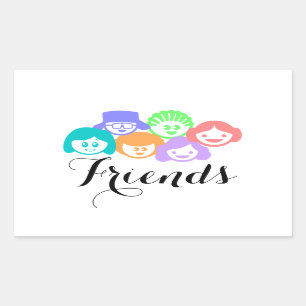 Adesivo Retangular Amizade "Amigos", Vinhetas Bonito