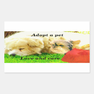 Adesivo Retangular Amor e cuidado, Cães_