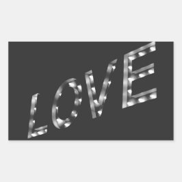 Adesivo Retangular AMOR em luzes, Marquee, sinal,